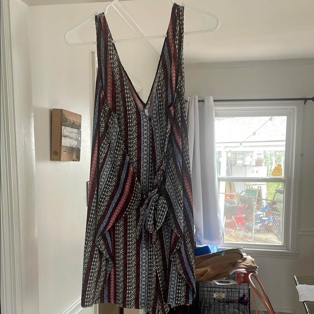 Striped Sleeveless Dress with Belt